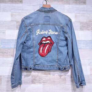 Levis Rolling Stones Vintage 90s Denim Trucker Jacket Light Wash Womens Medium